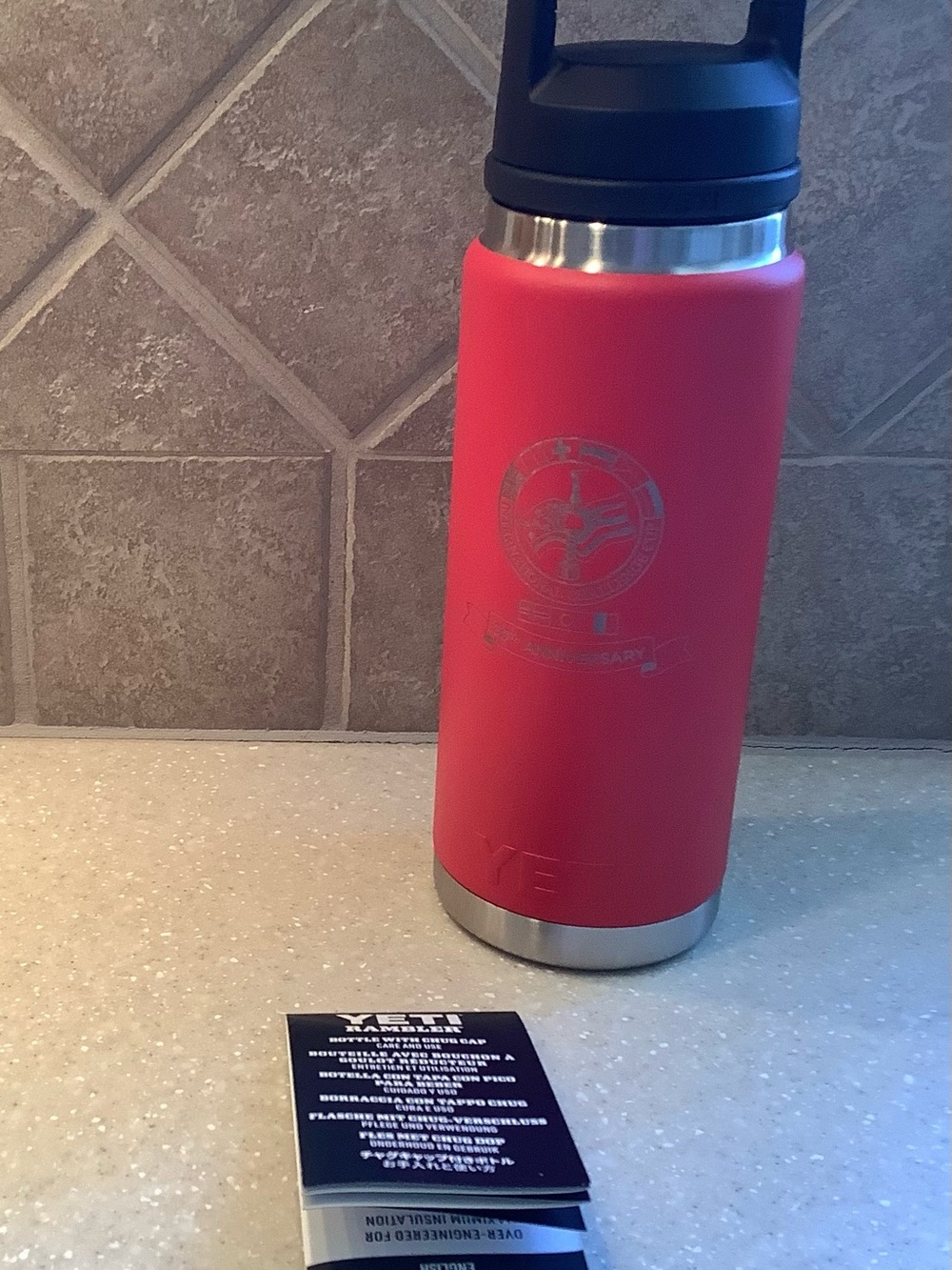 Yeti Rambler 26 Oz Water Bottle with Chug Cap Insulated Red New PERSONALIZED